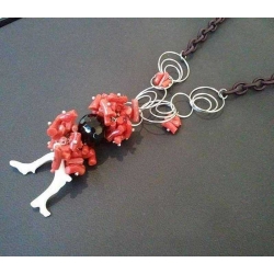 Collana corallo, onice, argento Collana corallo, onice, argento